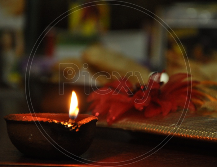 Glowing candles during Diwali