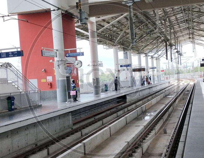 A clean and simple view of Hyderabad metro station