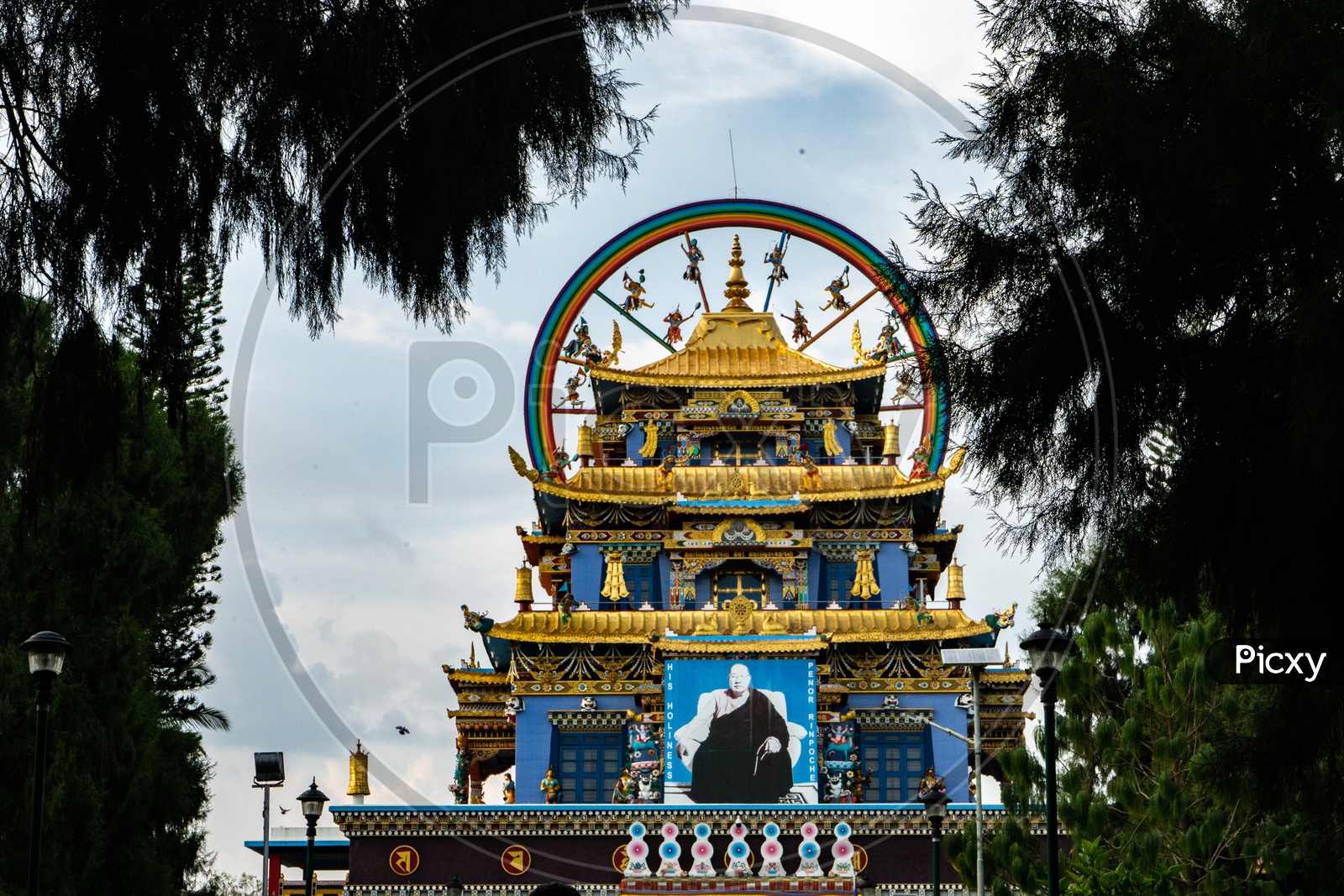 Golden Buddhist Temple Shrine  At Namdroling Monastery in bylakuppe , Karnataka