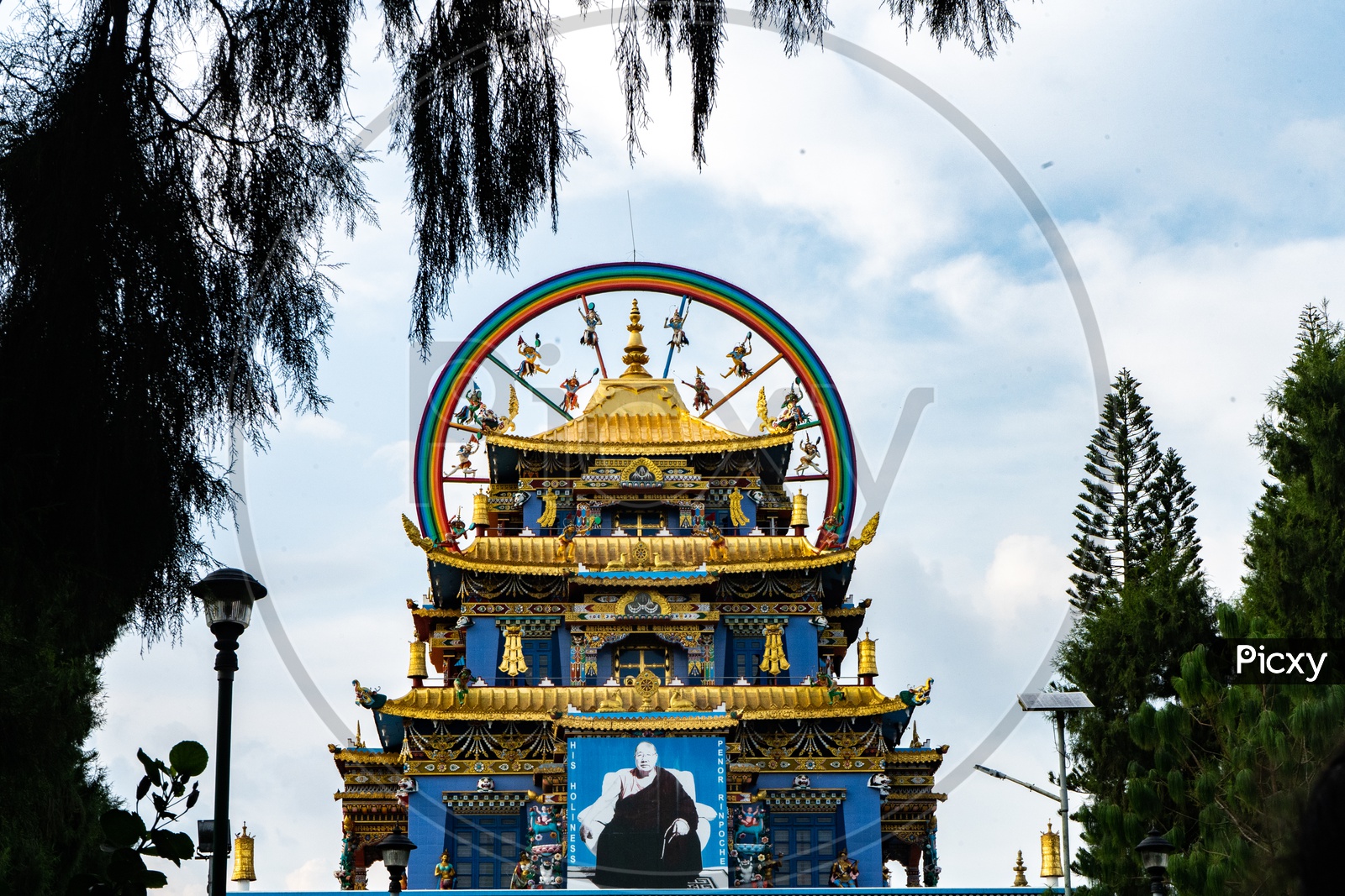 Golden Buddhist Temple Shrine  At Namdroling Monastery in bylakuppe , Karnataka