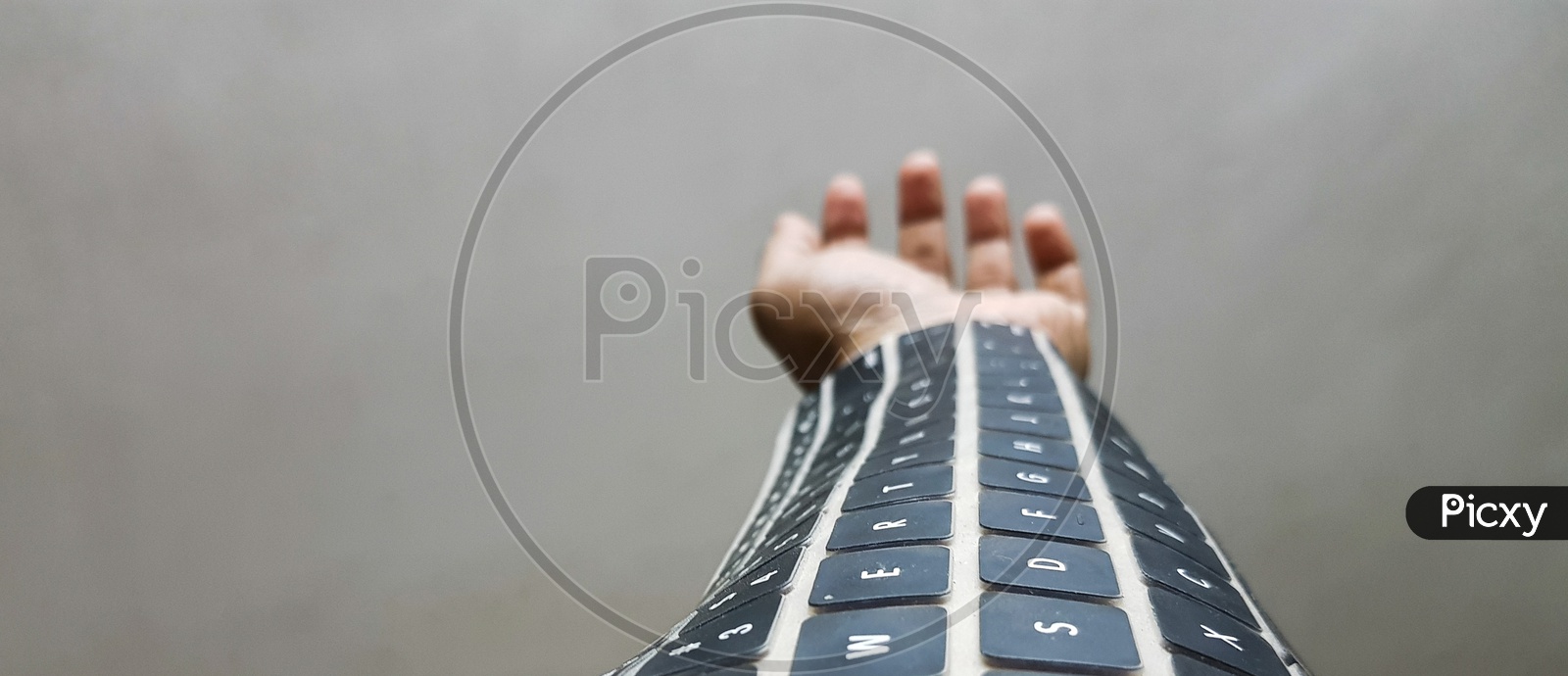 Wearable Keyboard On Arm. Future Wireless Technology