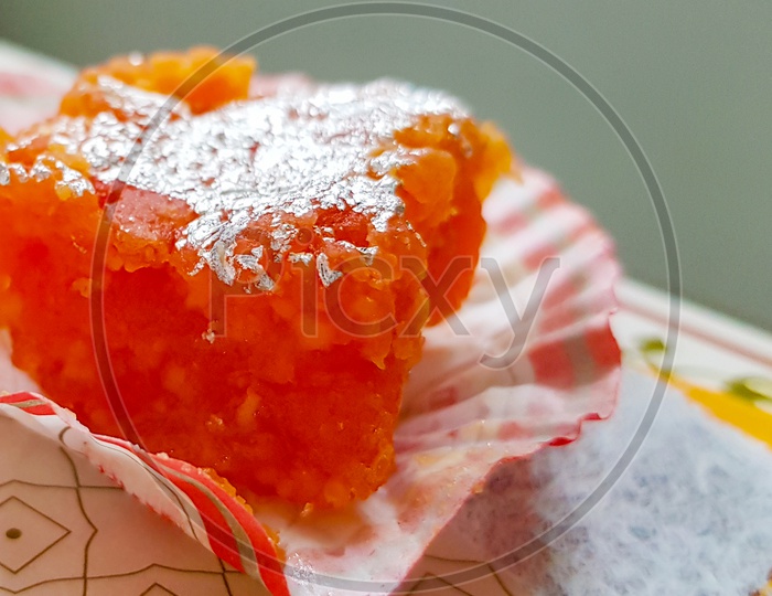 Orange Sandesh Mithai Ladoo Barfi Sweet Dish Dessert India
