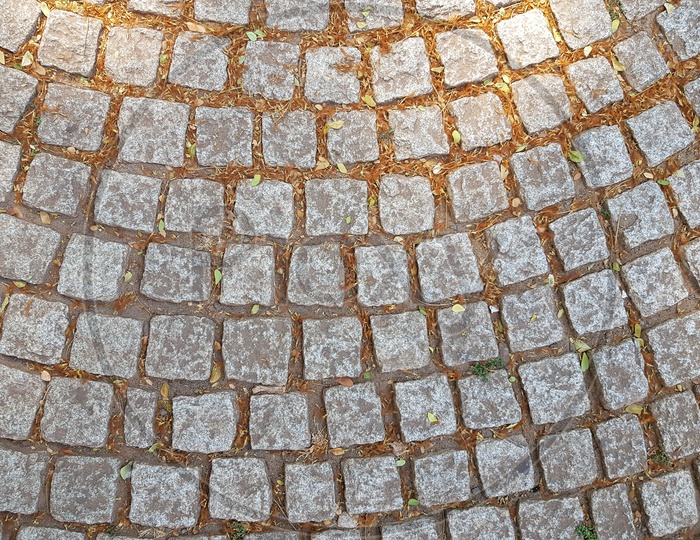 Stone Bricks Closeup With  Patterns On  Foot Path  Forming a Background