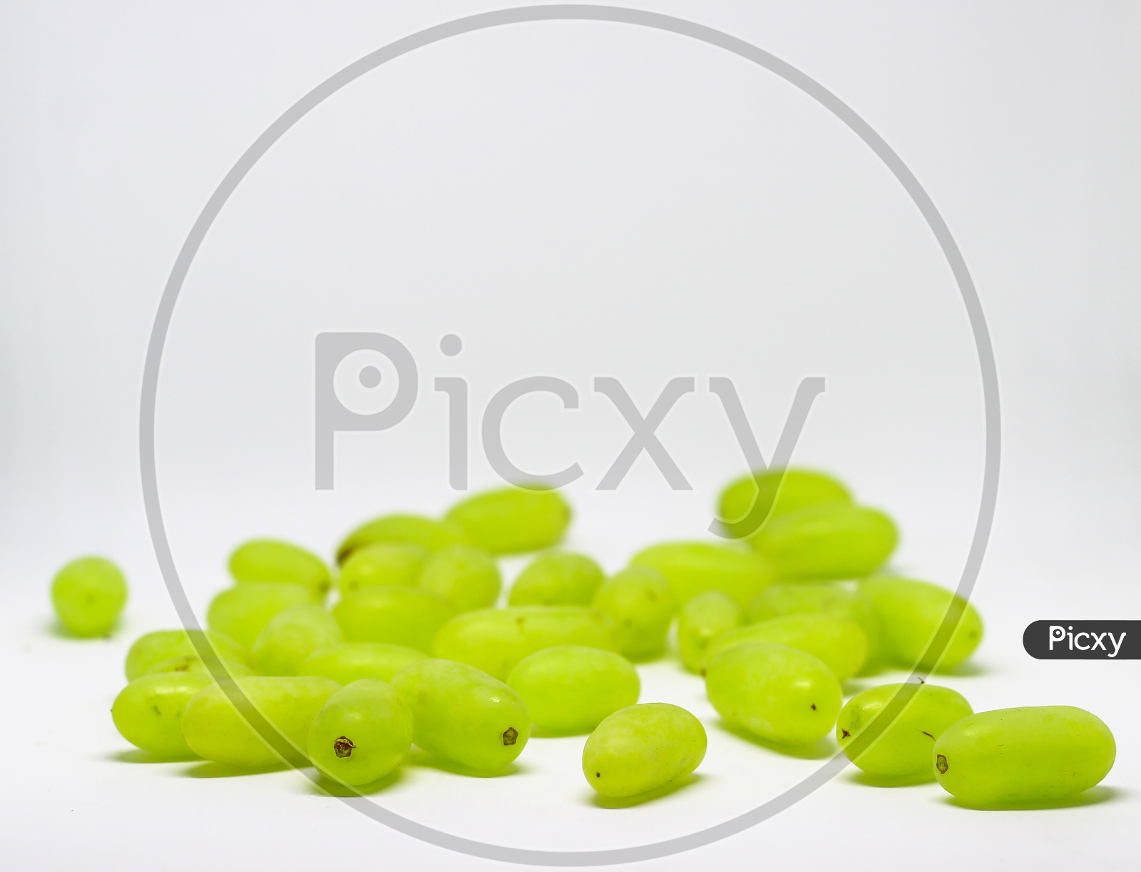 Green Grape Without Branches And Leaves Isolated On White. With Clipping Path. Full Depth Of Field.