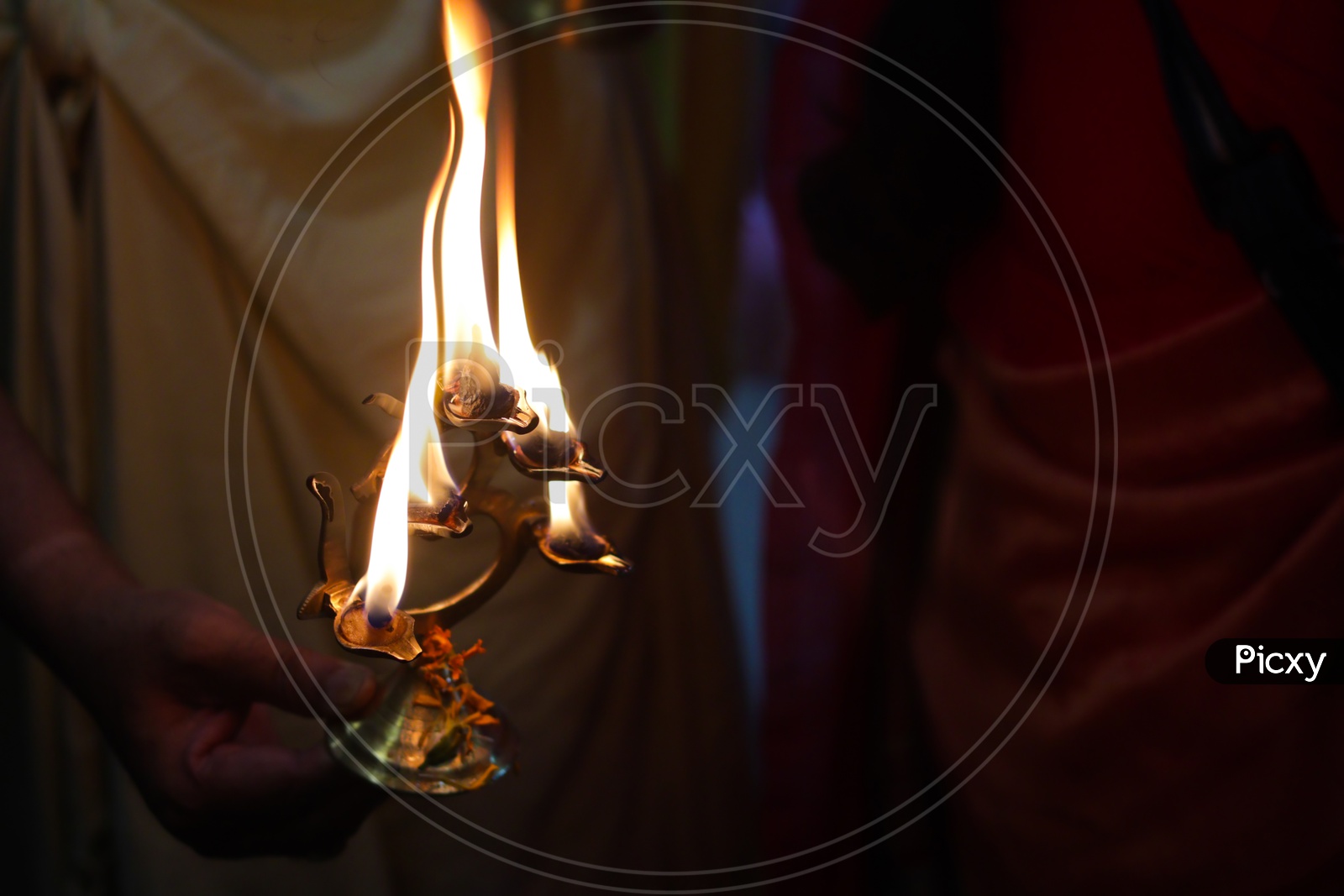 Divine Diya Holy Flame Of Hindu God Worship Puja For Blessings