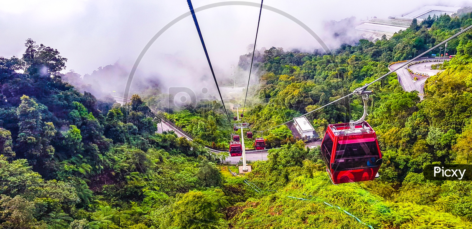 In A Ropeway Cable Car Going Down From Genting Highlands To Kualampur