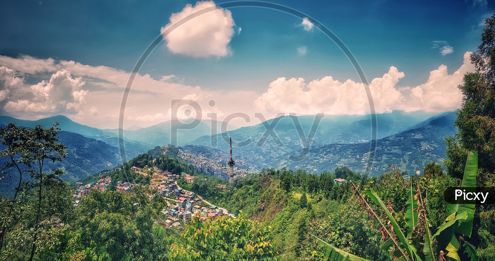 Gangtok, Sikkim, India, September 2018. View Of The Gangtok City From Ganeshtok View Point During Day Time.