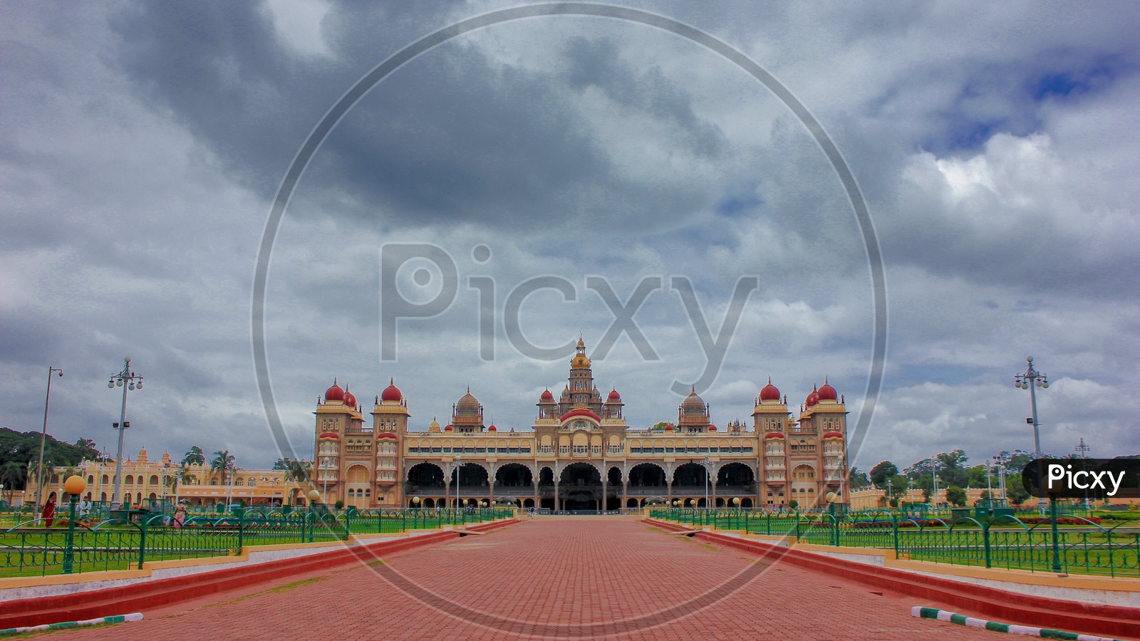 Mysore Palace With Clouds in Sky As Background