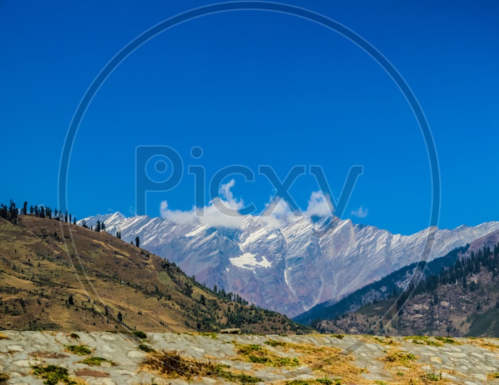 View Of Himalayas From The Road, Tourism Himachal Leh Ladakh Manali, India