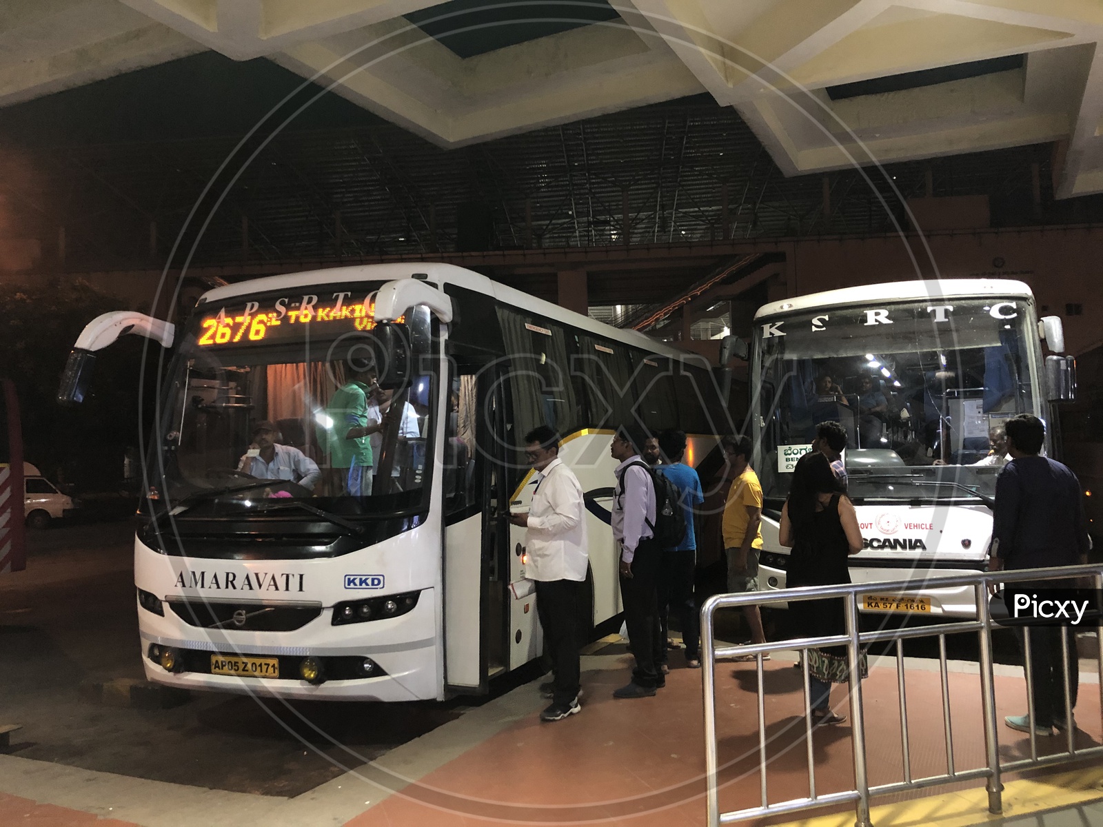 Amaravati and Airavat buses in MGBS Bus stand
