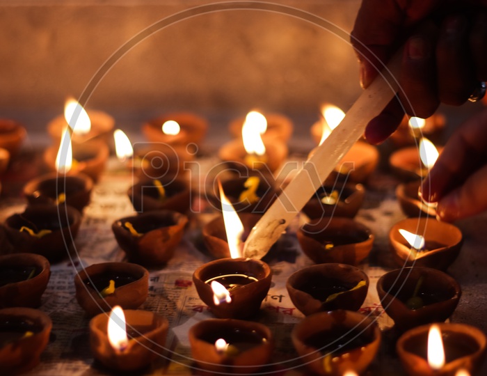 Image of October 2018, Kolkata, India. Lamp Lighting On Occassion Of ...