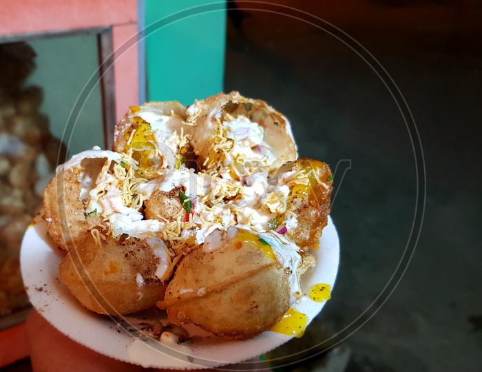 Golgappa Panipuri Dahi Fuchka A Spicy Indian Snacks Ready To Be Eaten, Street Food