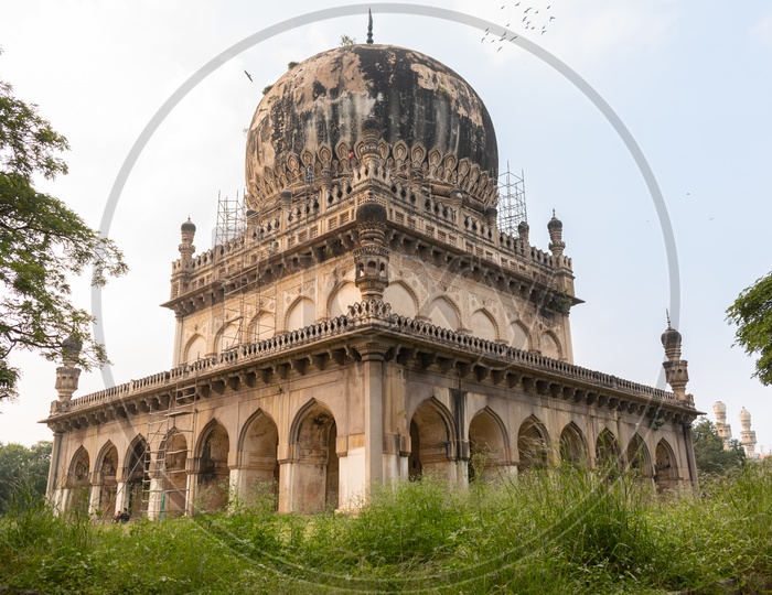 Architectural View Of Qutub Shahi Tomb With Dome Structure