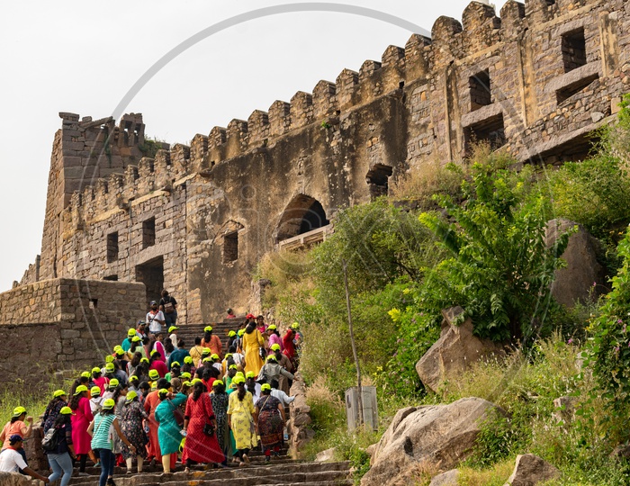 Goldconda Fort View with Visitors And Tourists