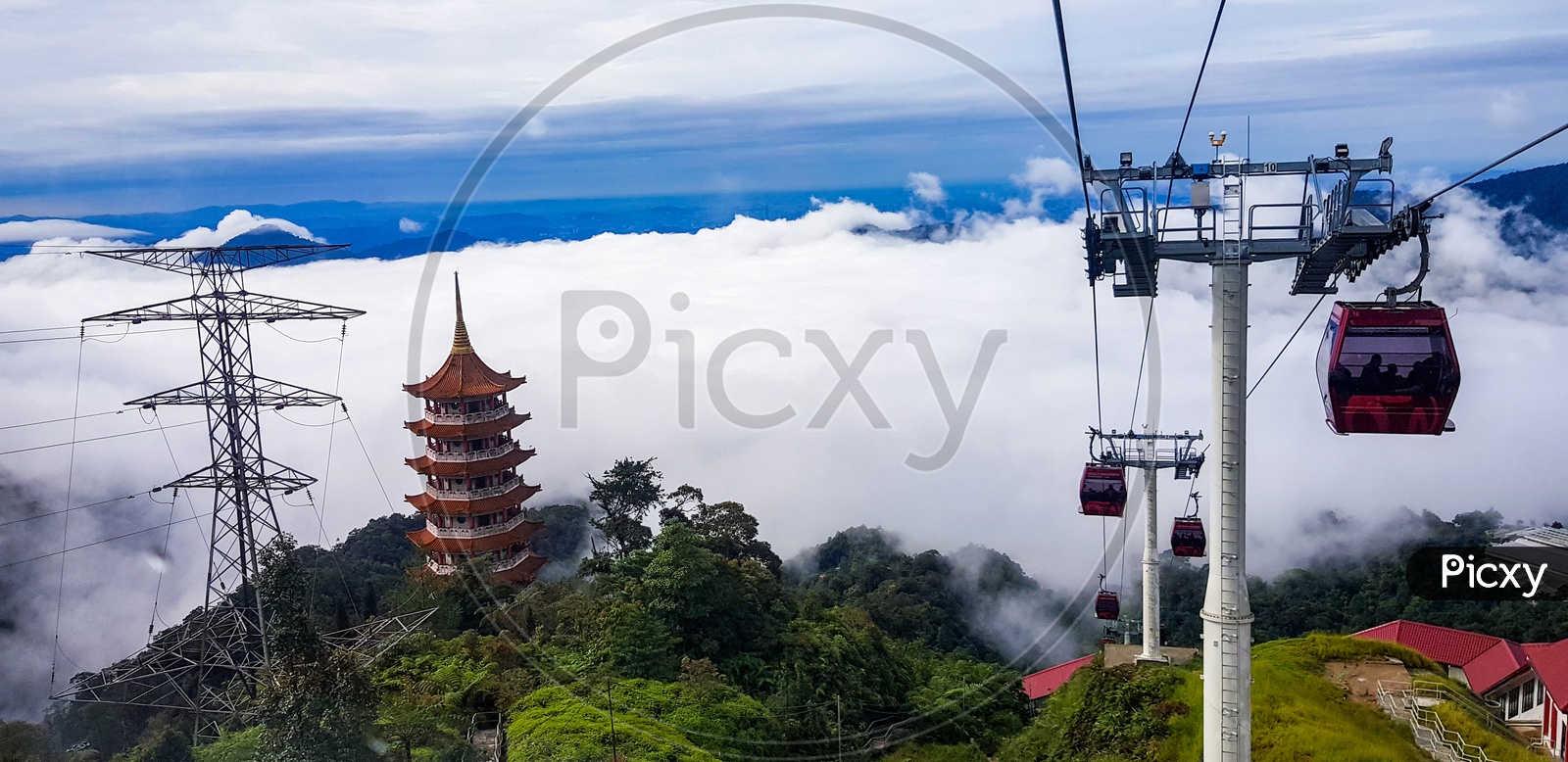 Image of Cable Car At Genting Highlands, Malaysia In A Foggy Weather ...