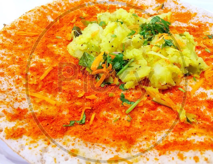 Indian masala dosa with potata chutney
