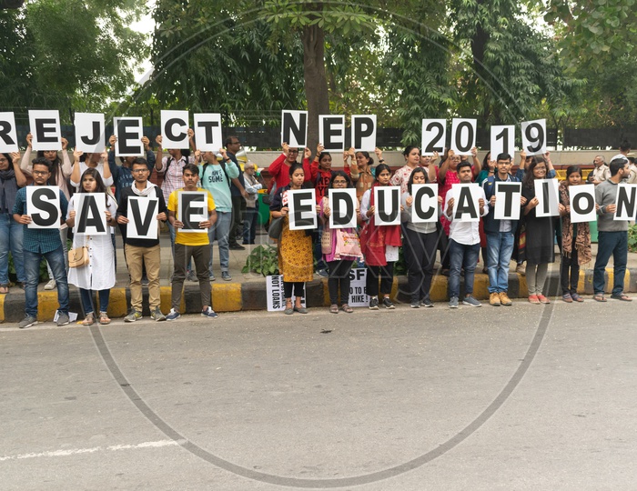 Students and teachers from different universities demanding withdrawal of 'National Education Policy 2019'