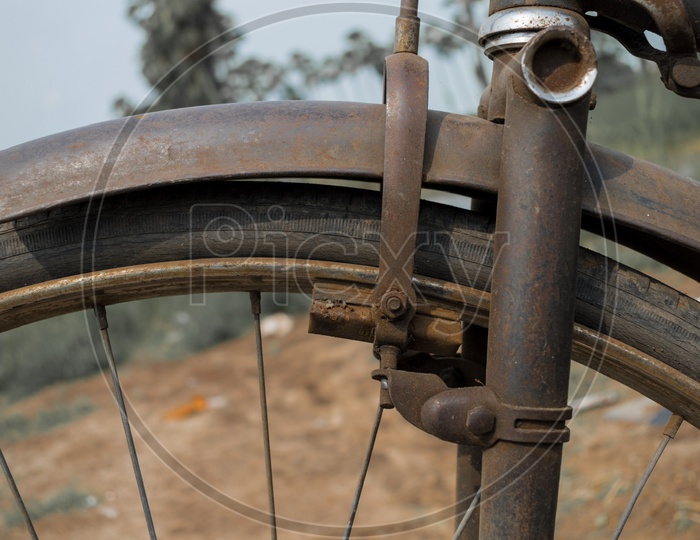 Brakes of old vintage bicycle