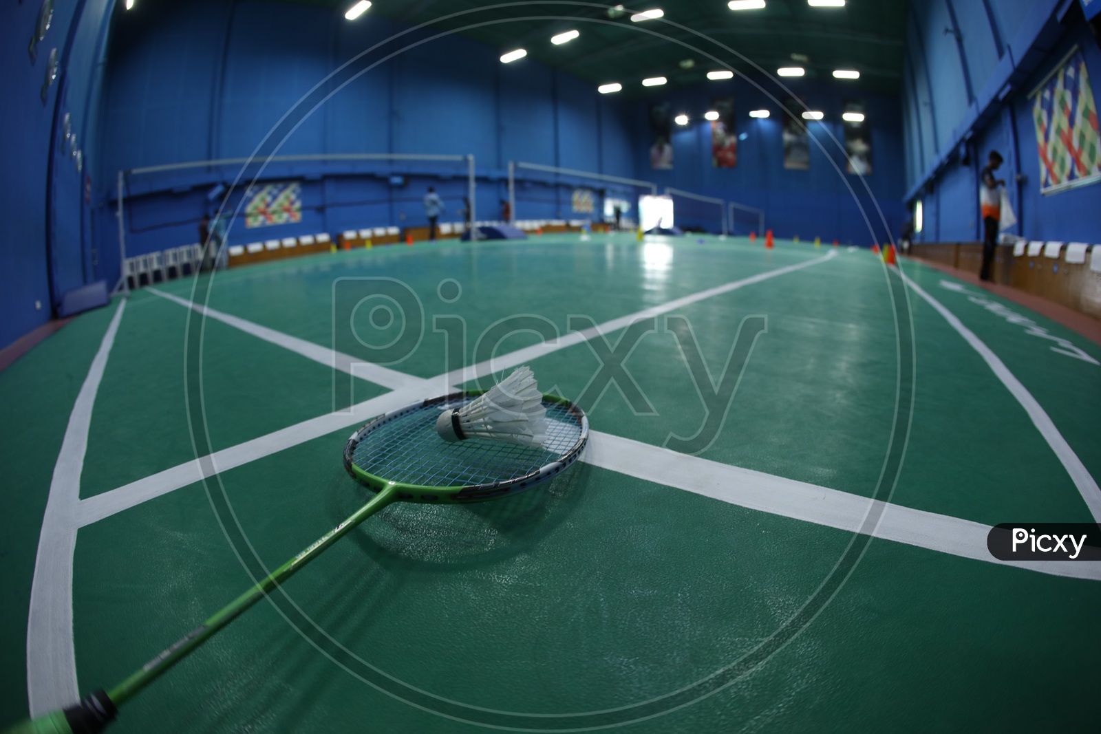 Shuttle Badminton Indoor Synthetic Court  With Shuttle And Badminton Bat