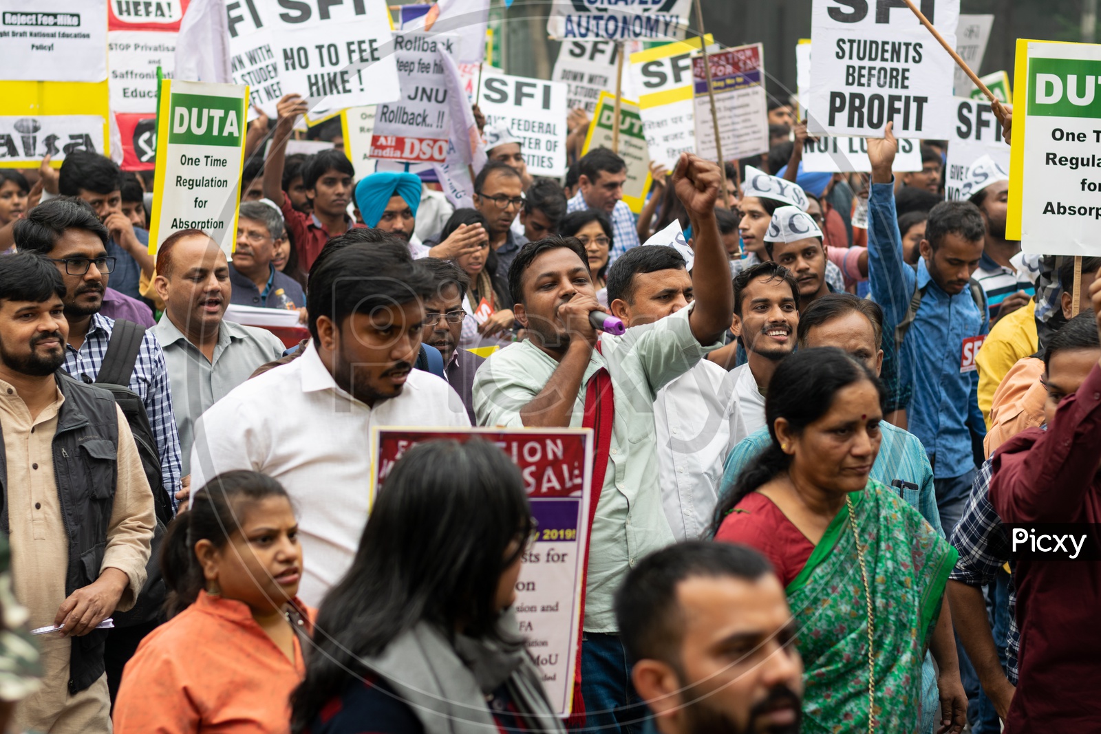 Students and teachers from different universities and different organisations protesting against fee hike, Draft National Education Policy 2019 and other issues related to education