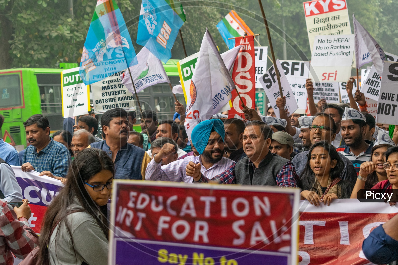 Students and teachers from different universities and different organisations protesting against fee hike, Draft National Education Policy 2019 and other issues related to education