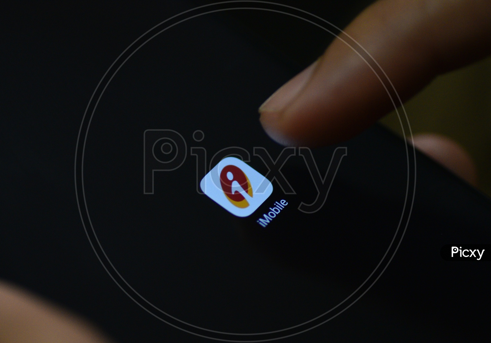 ICICI Online Mobile Banking  App Icon Opening on Smartphone Screen  Closeup With Finger