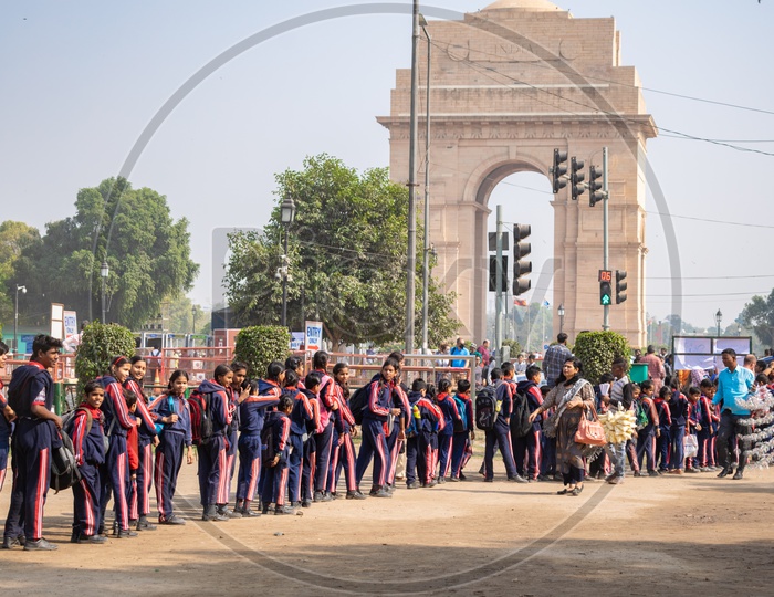 Indian School Children at India Gate in Delhi