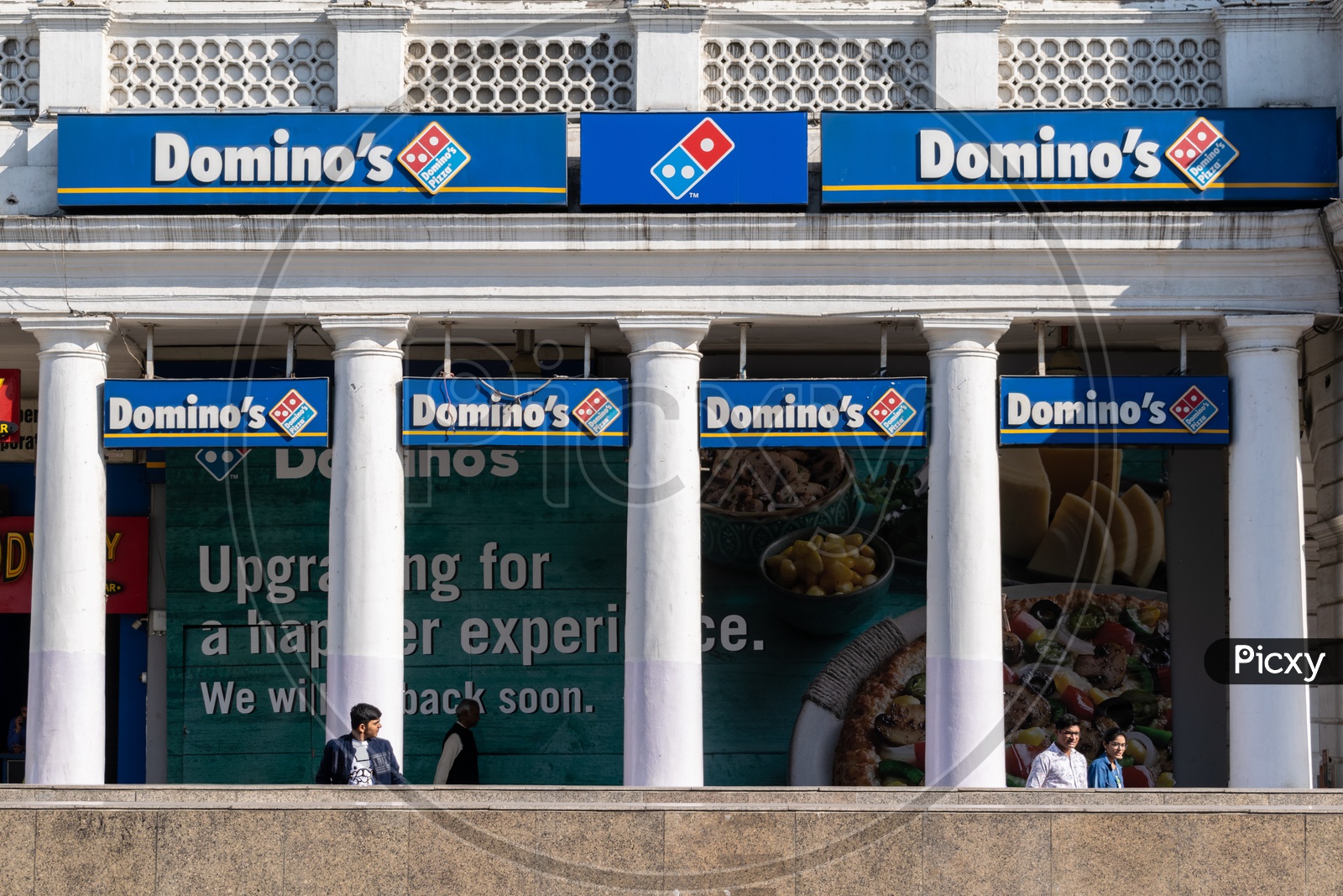 Dominos Pizza Restaurant Outlet With Name Board
