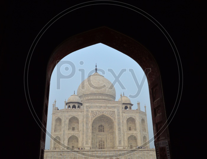 View of Taj Mahal from nearby Mosque.