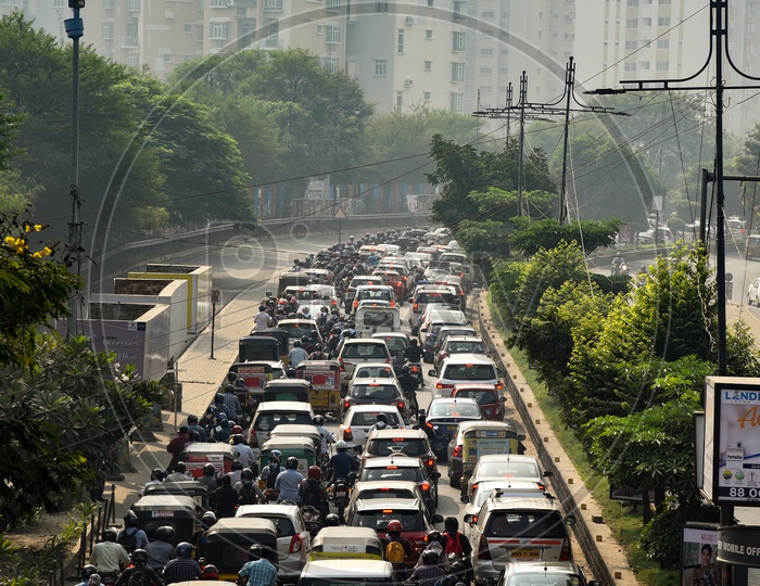 Office Going Employees Stuck in Traffic  on Peak Hours At Malaysian Township