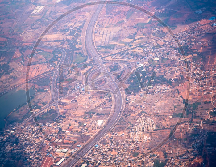 Aerial View of Hyderabad Outer Ring Road ORR From Flight Window