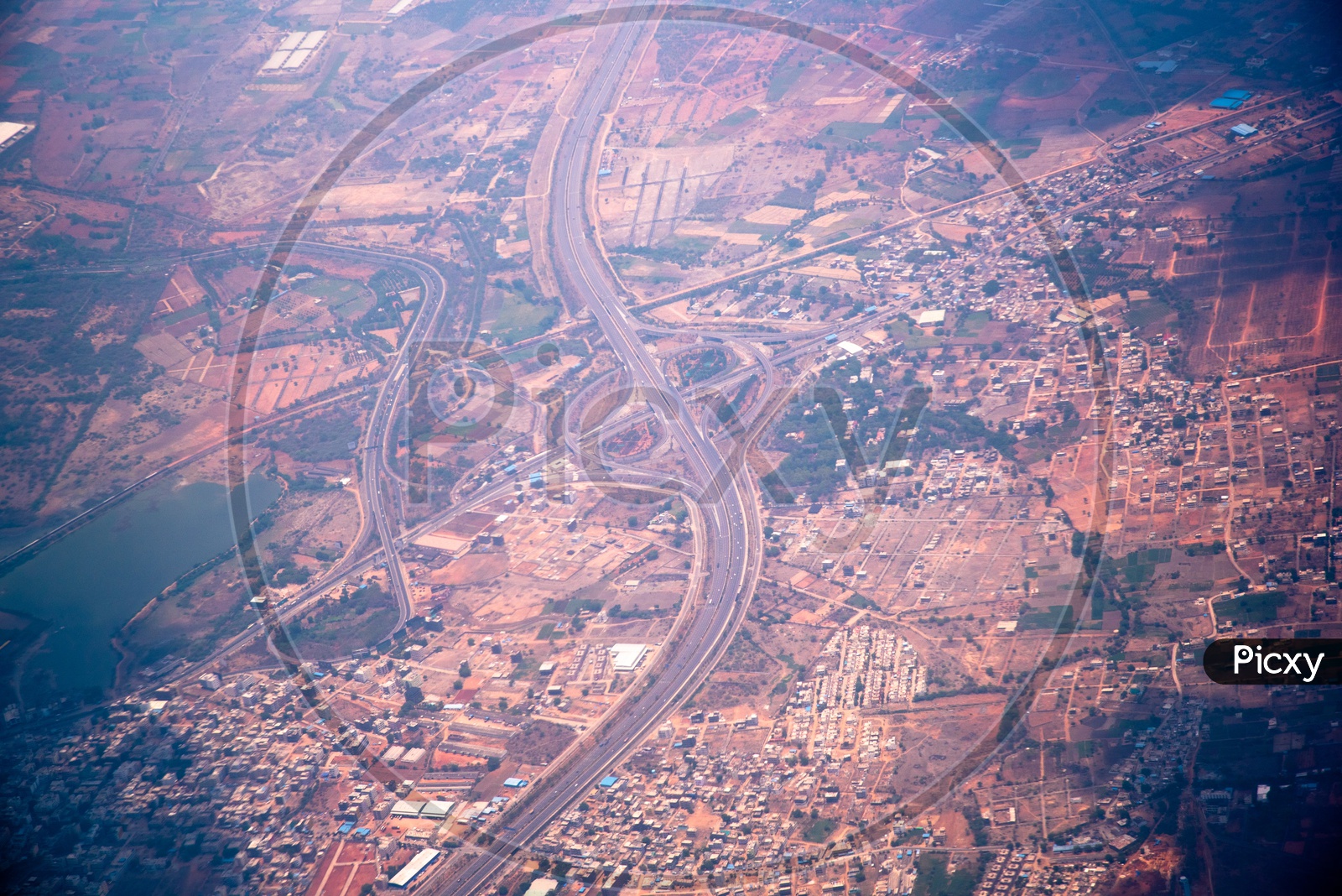 Aerial View of Hyderabad Outer Ring Road ORR From Flight Window