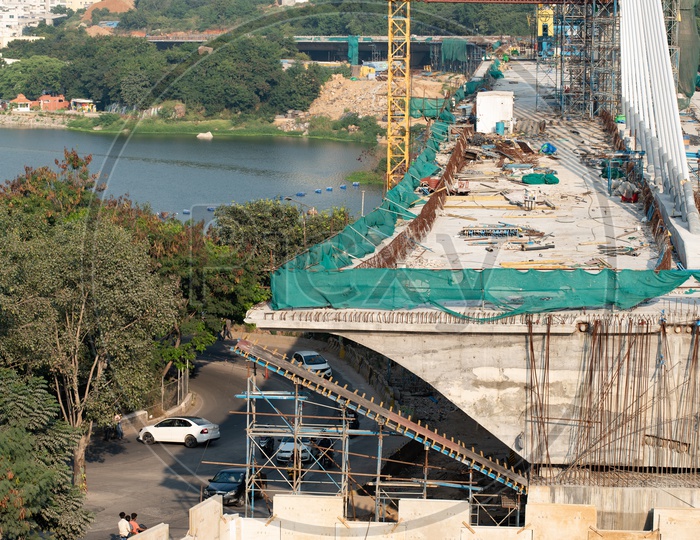 Newly Constructing Cable Suspension Bridge AT Durgam Cheruvu  Connecting Mindspace And Jubilee hills road no 45