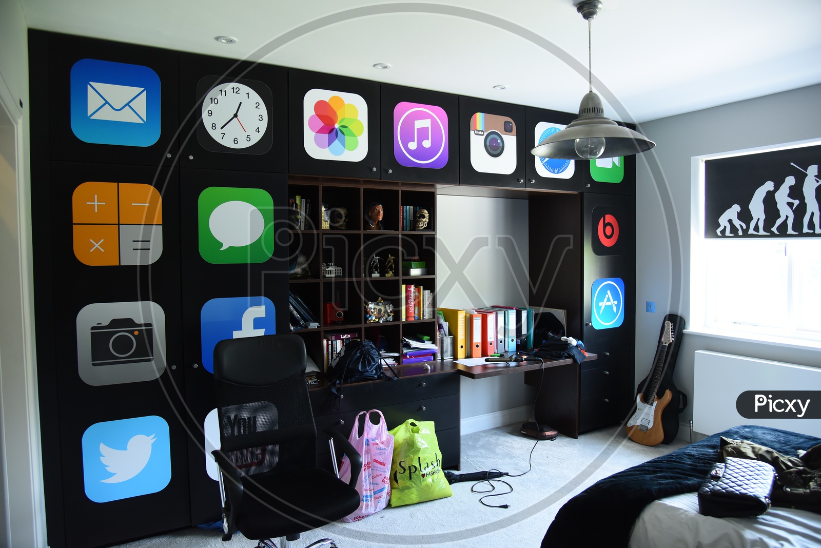 House  Interior Design With Mobile Icons