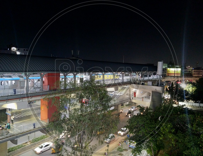 Metro Train at Irrum Manzil Metro Station, Hyderabad