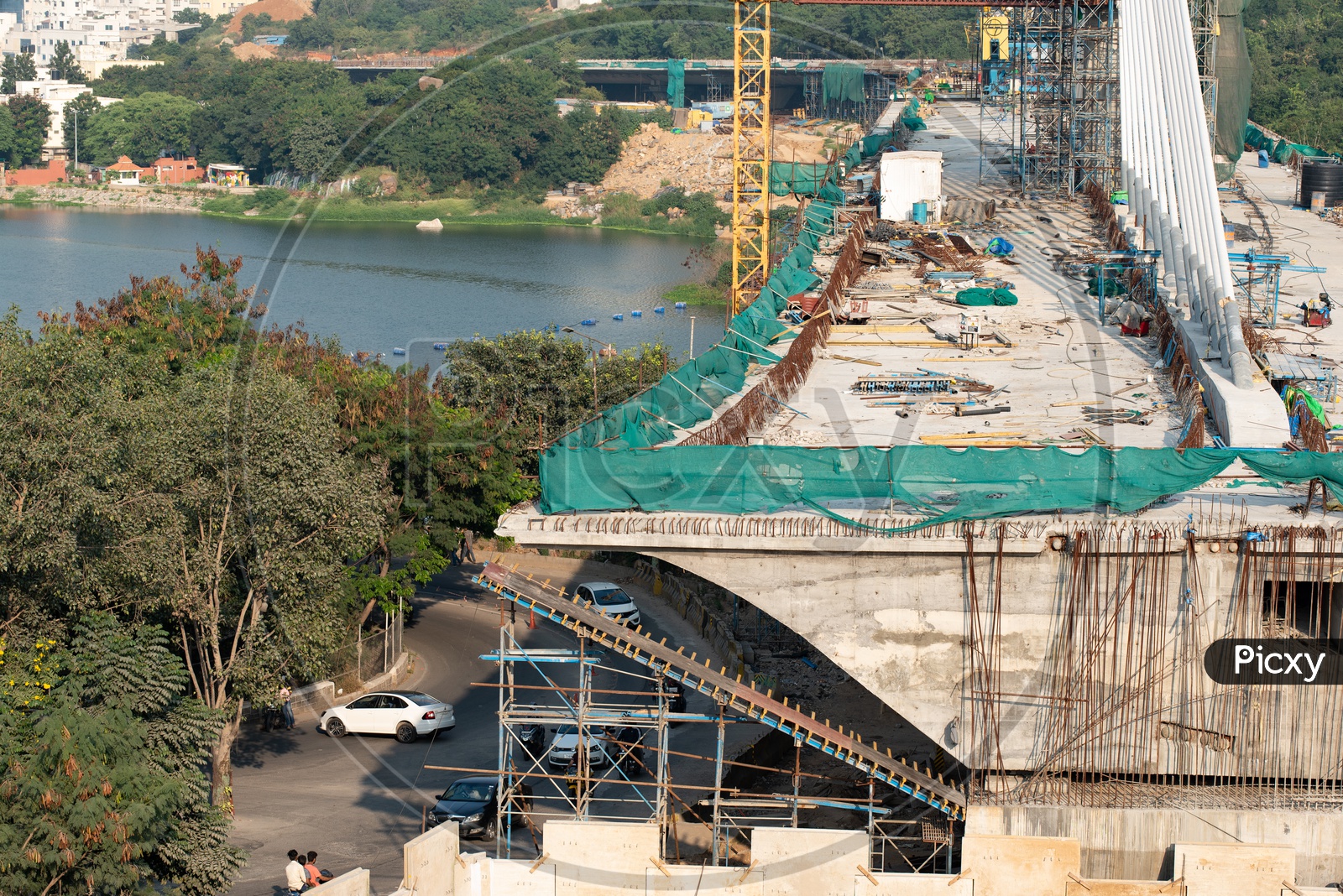 Newly Constructing Cable Suspension Bridge AT Durgam Cheruvu  Connecting Mindspace And Jubilee hills road no 45