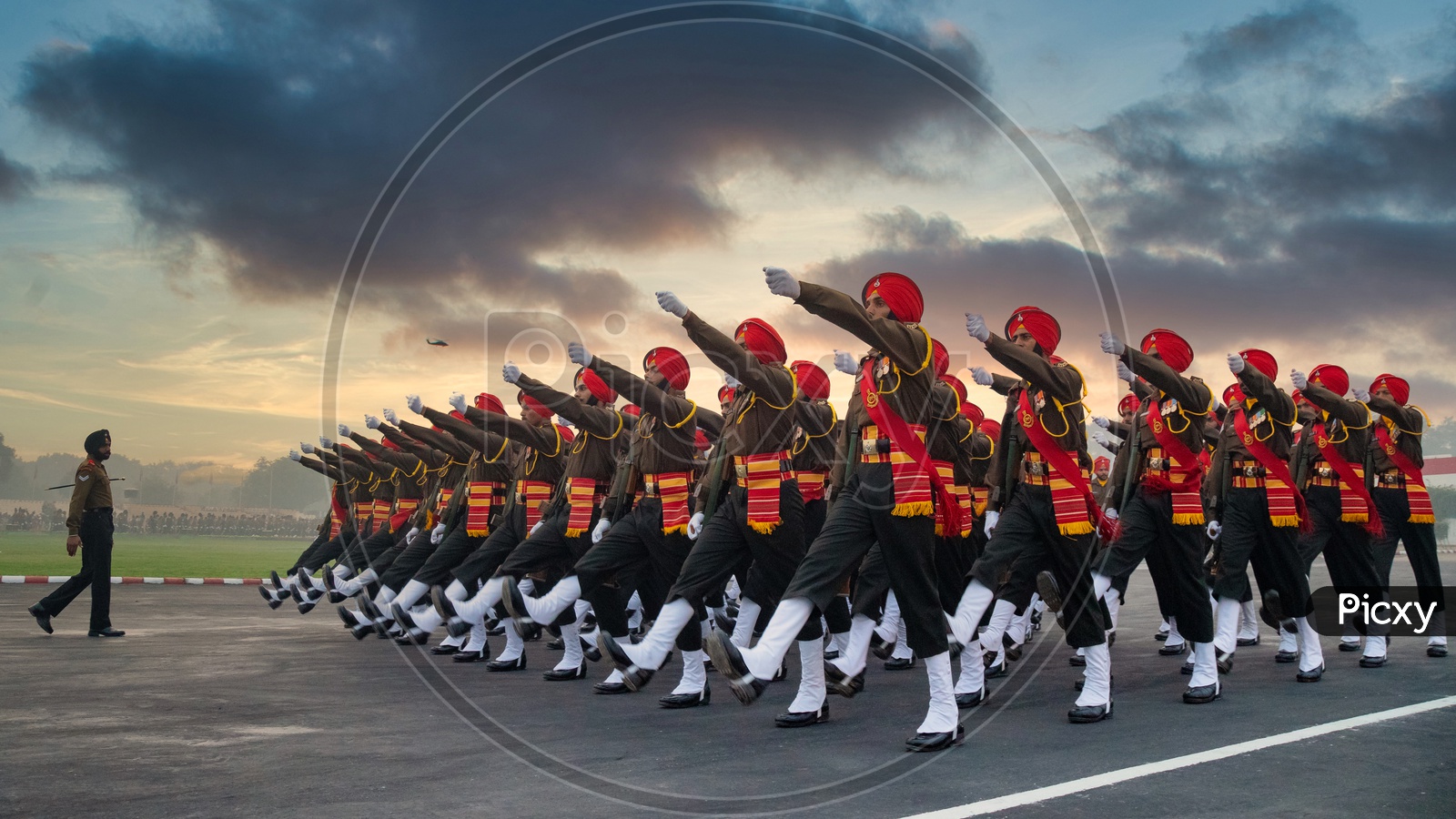 Sikh Regiment practising march past on the eve of Army day in delhi