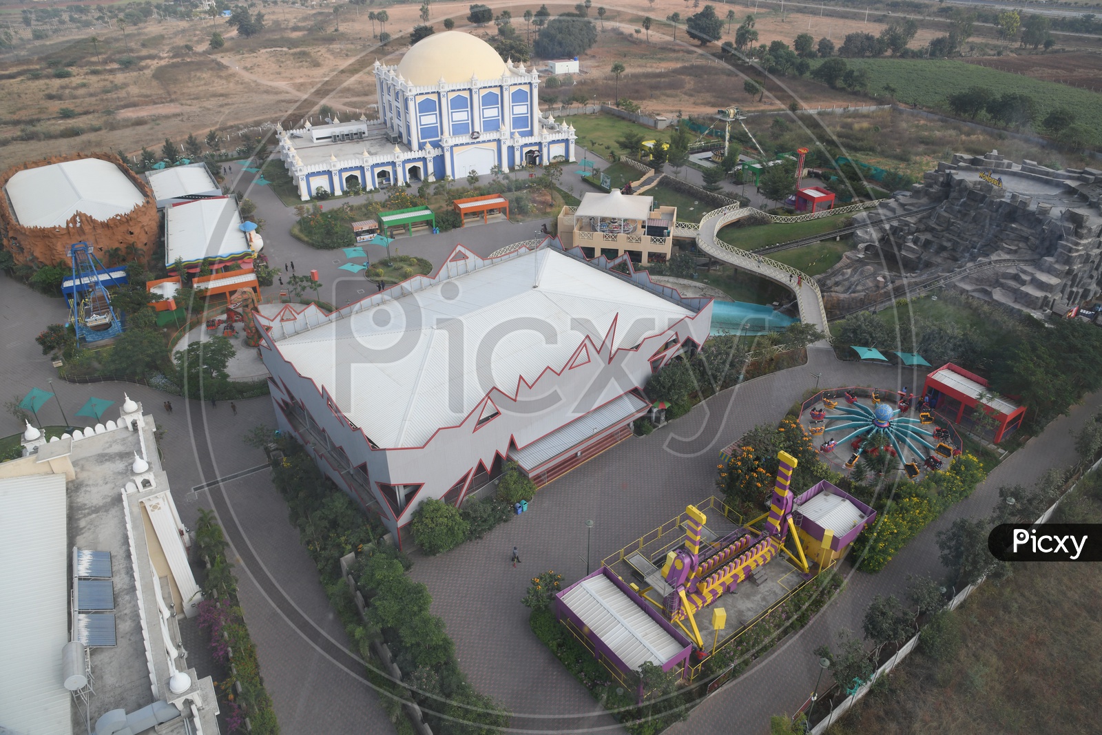 Aerial View Of Amusement Park