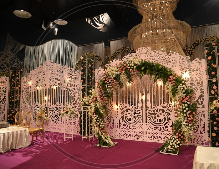 Decoration of Stage with Flowers