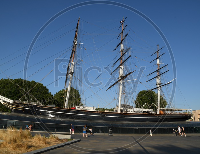 Barquentine Sailor Ship  In an Harbor