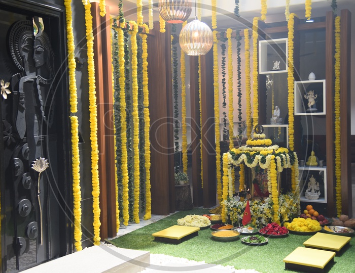 Traditional Hindu God Rituals Or Pooja In Indian Houses