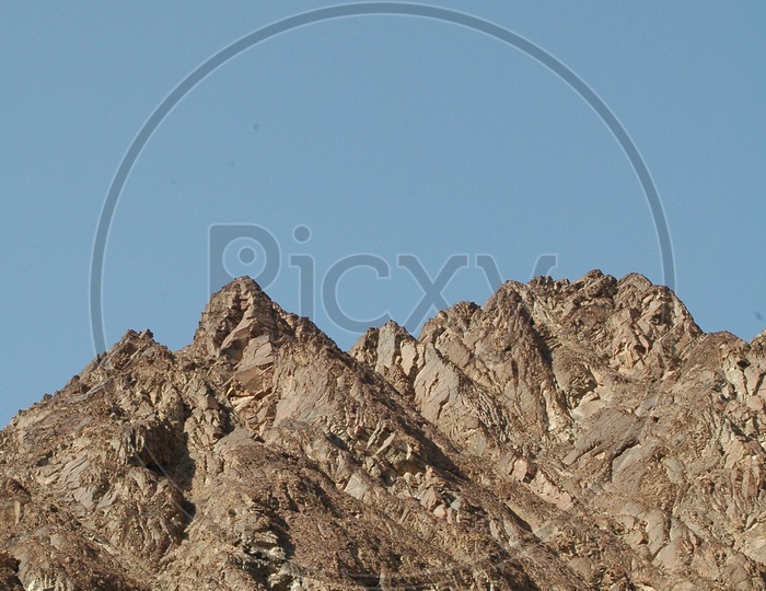 Mountain Peaks And Mountain Ranges Canopy With Sky In Ladakh