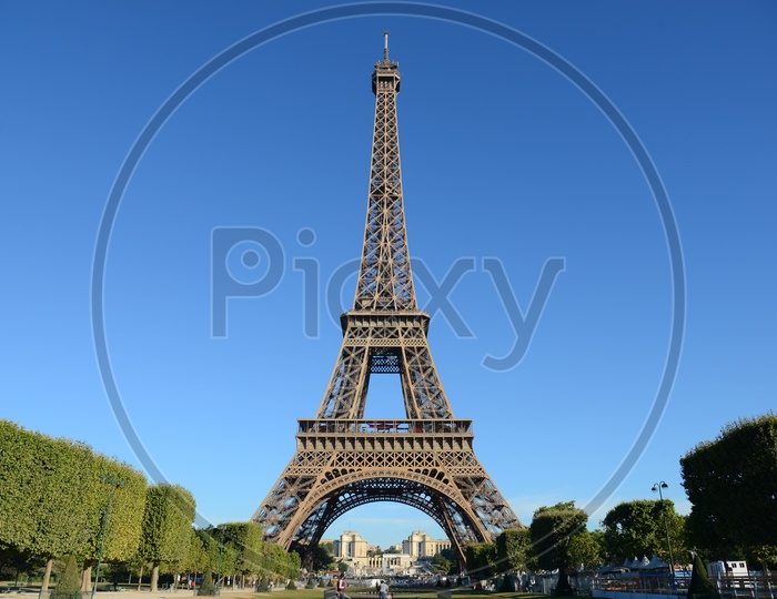 Eiffel Tower With Blue Sky Background