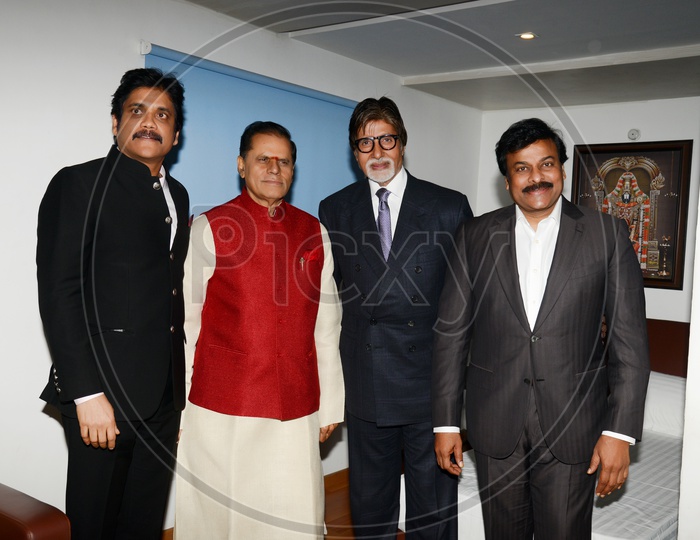 Indian Actors Akkineni Nagarjuna , Chiranjeevi  and Amitabh Bacchan With T.Subbirami Reddy