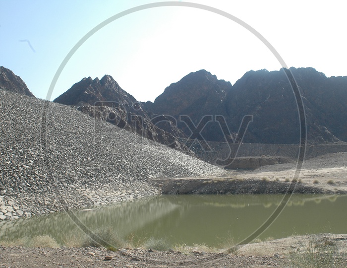 River Valley  Between Sedimentary Rock Hills in Ladakh