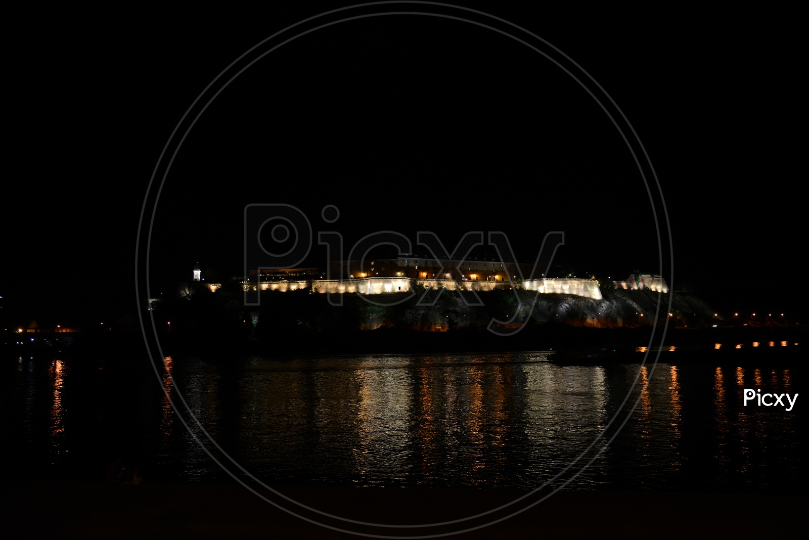 Seine River And a Bridge  Over River Channel in Night Lights