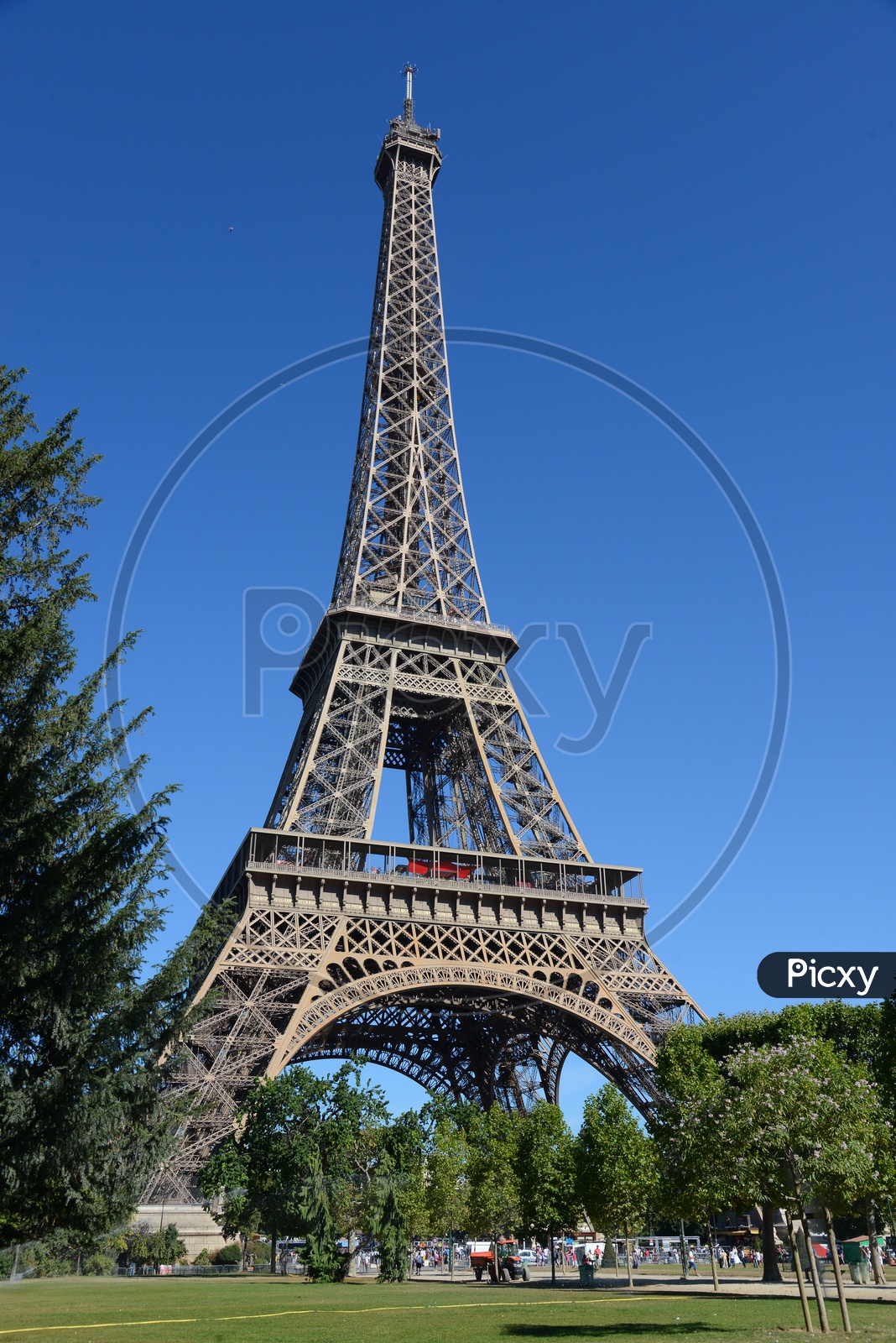 Eiffel Tower View With Lawn Garden in Fore Ground