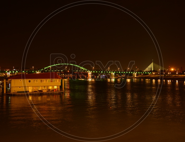 Night Lights View Of The Pont des Arts or Passerelle des Arts  a pedestrian bridge crossing  the River Seine