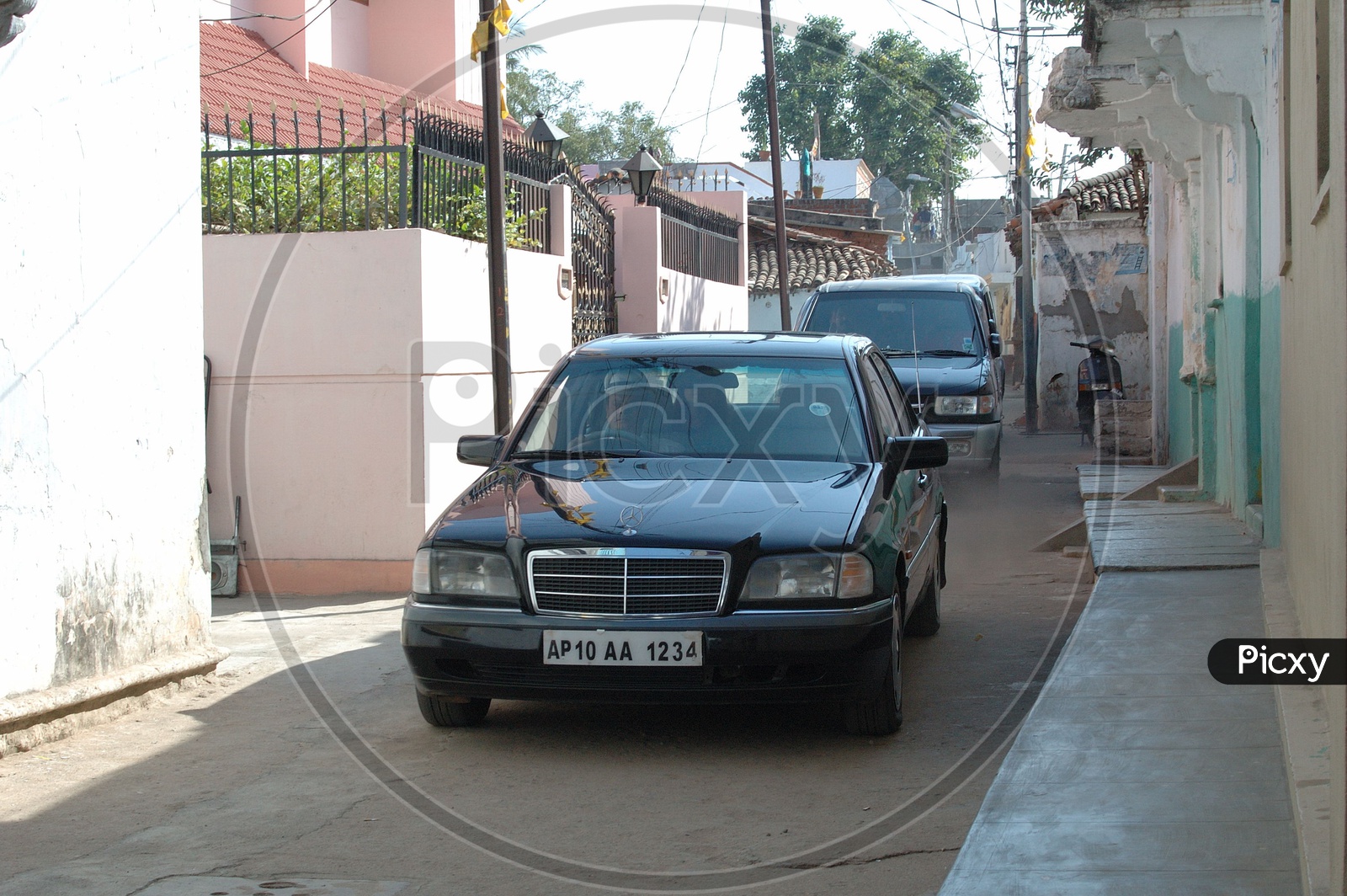 Benz Car In  Rural Village Streets