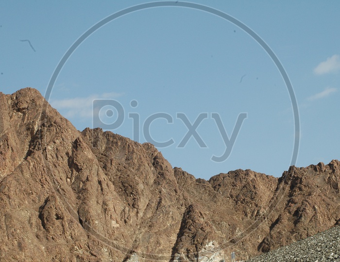 Canopy Of Sedimentary Rock mountain Peak With Sky In Ladakh